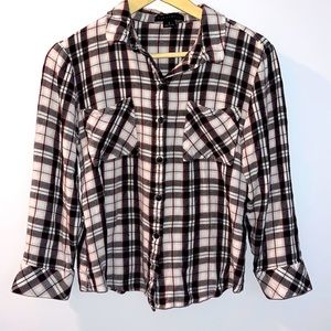 Sanctuary Plaid Long-sleeve Shirt Size Medium